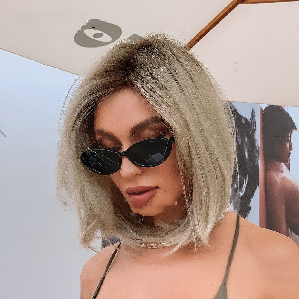 Full-head Wig Fashion Split Golden Hair Tail Wig For Women Full-head Wig Fashion Split Golden Hair Tail Wig For Women